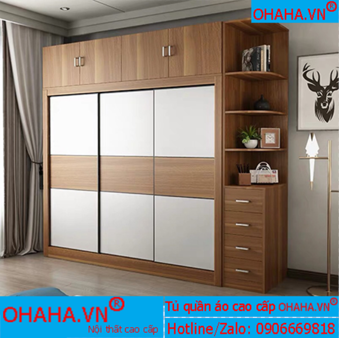 Tủ quần áo gỗ cao cấp 1007-OHAHA 3 cánh lùa