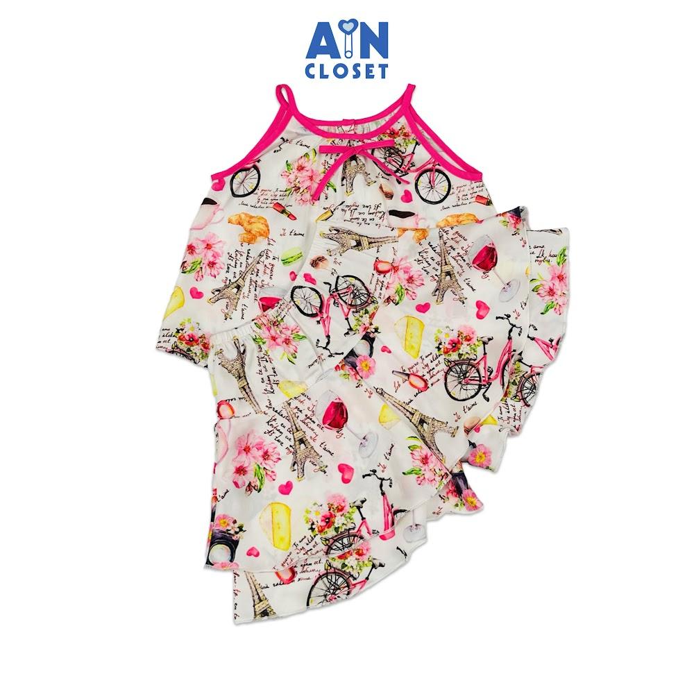 Bộ quần áo Ngắn bé gái hoạ tiết Paris Hồng Lụa Pháp - AICDBGIBCJQ0 - AIN Closet