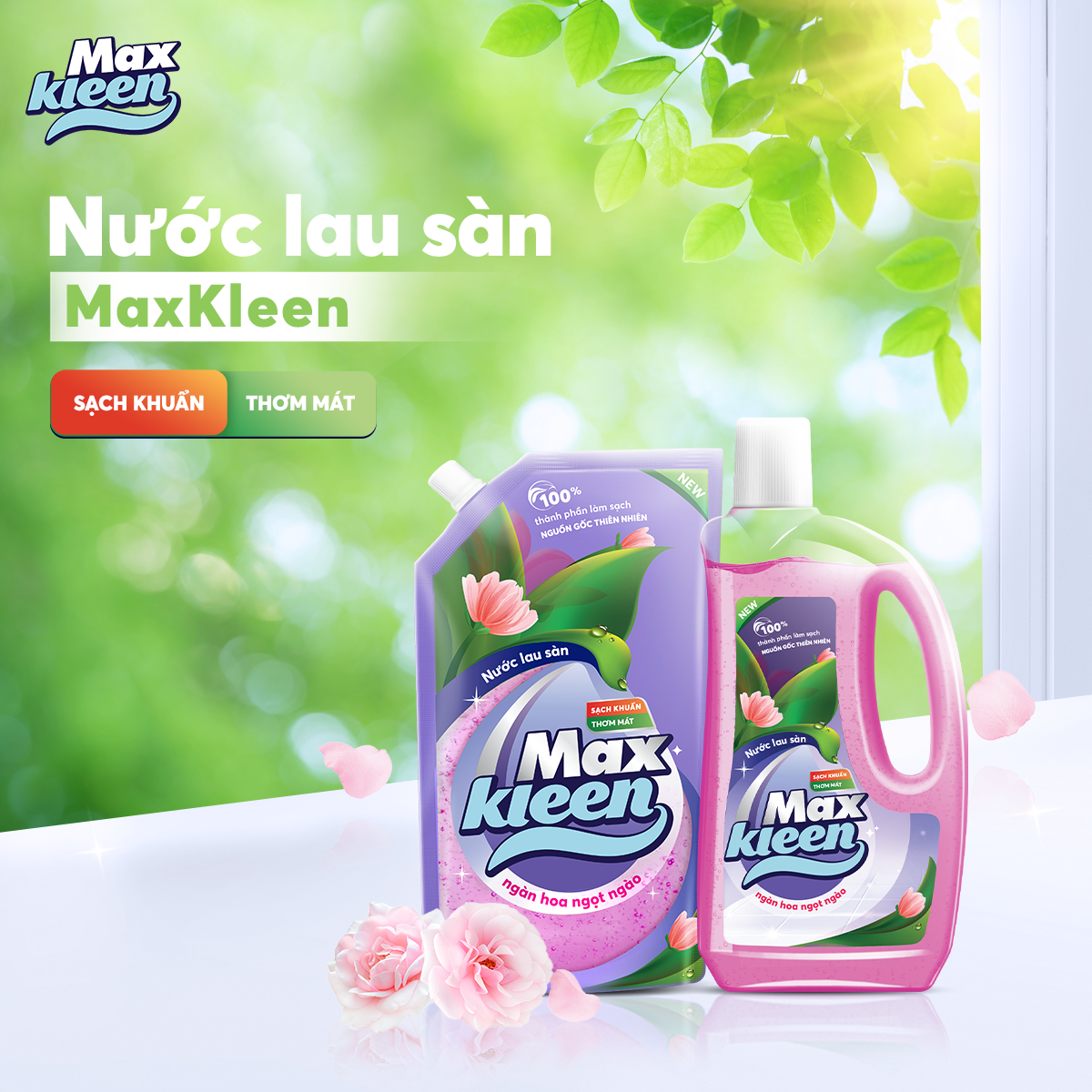 Chai Nước Lau sàn MaxKleen (Ngàn hoa ngọt ngào/Ban mai thanh mát) 1KG