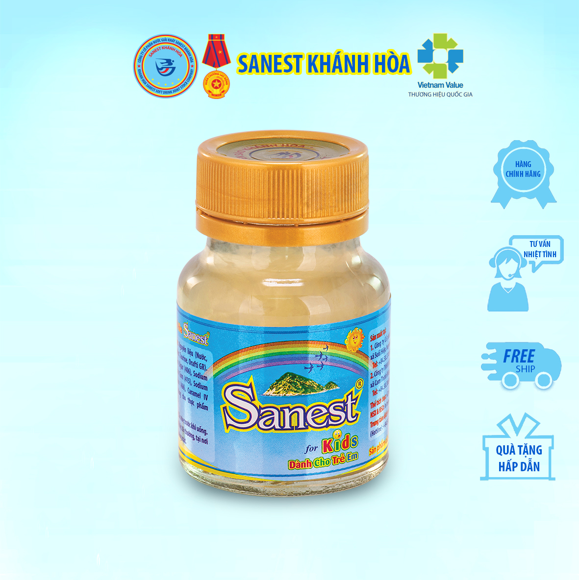 Nước Yến sào Khánh Hòa Sanest dành cho trẻ em - Đóng lọ 62ml