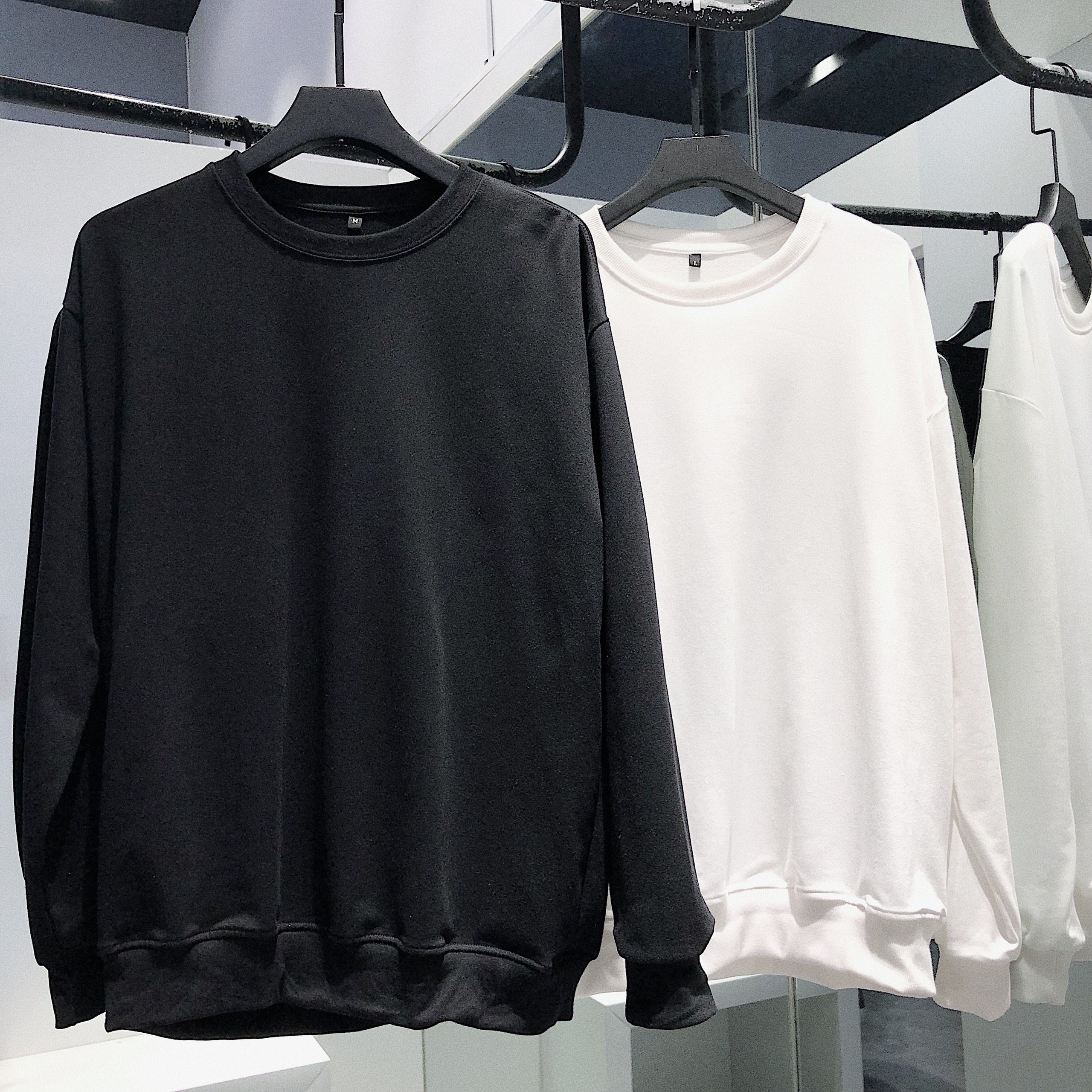 Áo Sweater Nam Nữ | Nỉ Bông Trắng (Đen) Trơn Thời Trang Cao Cấp 