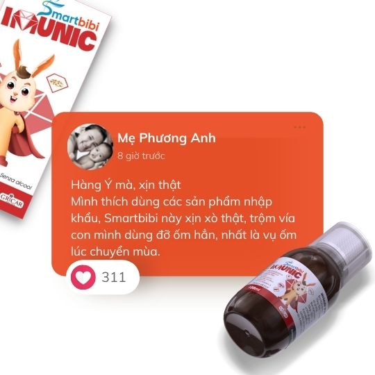 SMARTBIBI IMUNIC - Siro Bổ Sung Vitamin Và Khoáng Chất Hỗ Trợ Tăng Sức Khỏe Cho Trẻ Gầy Yếu Và Nâng Cao Đề Kháng Cho Bé Trong Giai Đoạn Phát Triển 100ml