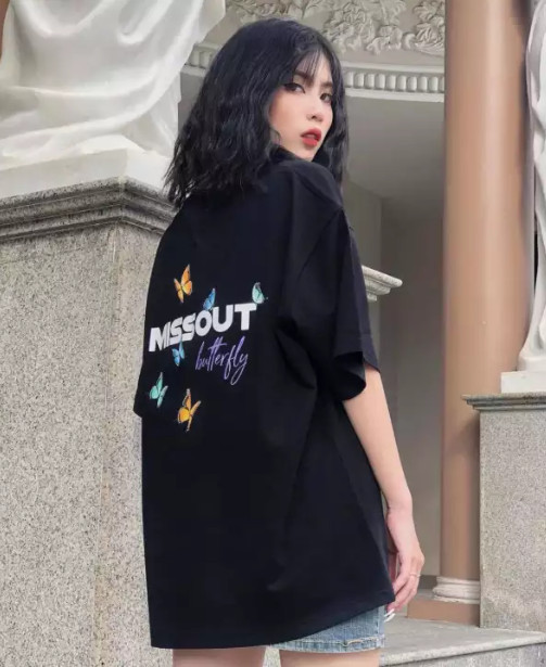 Áo thun in tay lỡ nữ phông form rộng dáng Unisex - Ulzzang mặc cặp, nhóm, lớp hình BƯỚM MISSOUT BUTTERFLY