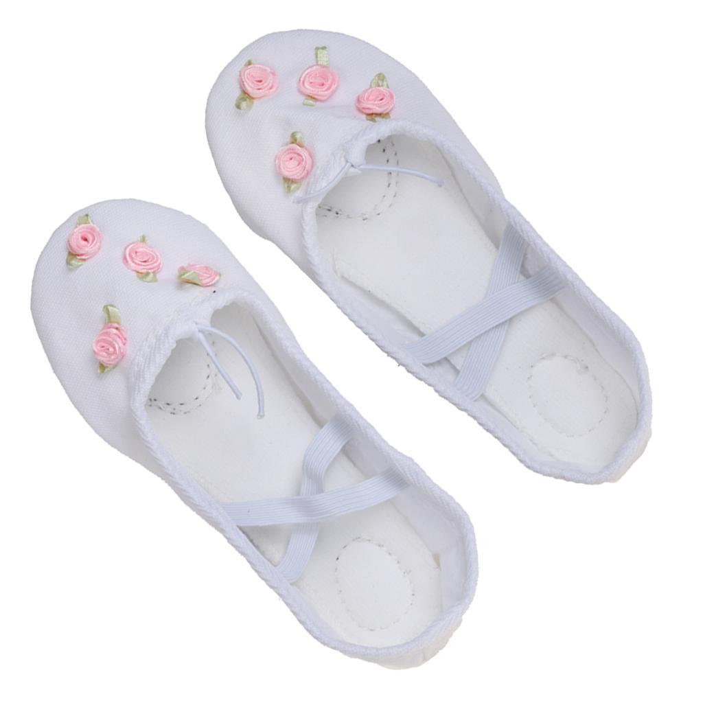 New Soft Dance Ballet Yoga Canvas Leather Split Sole Shoes For Child Girls