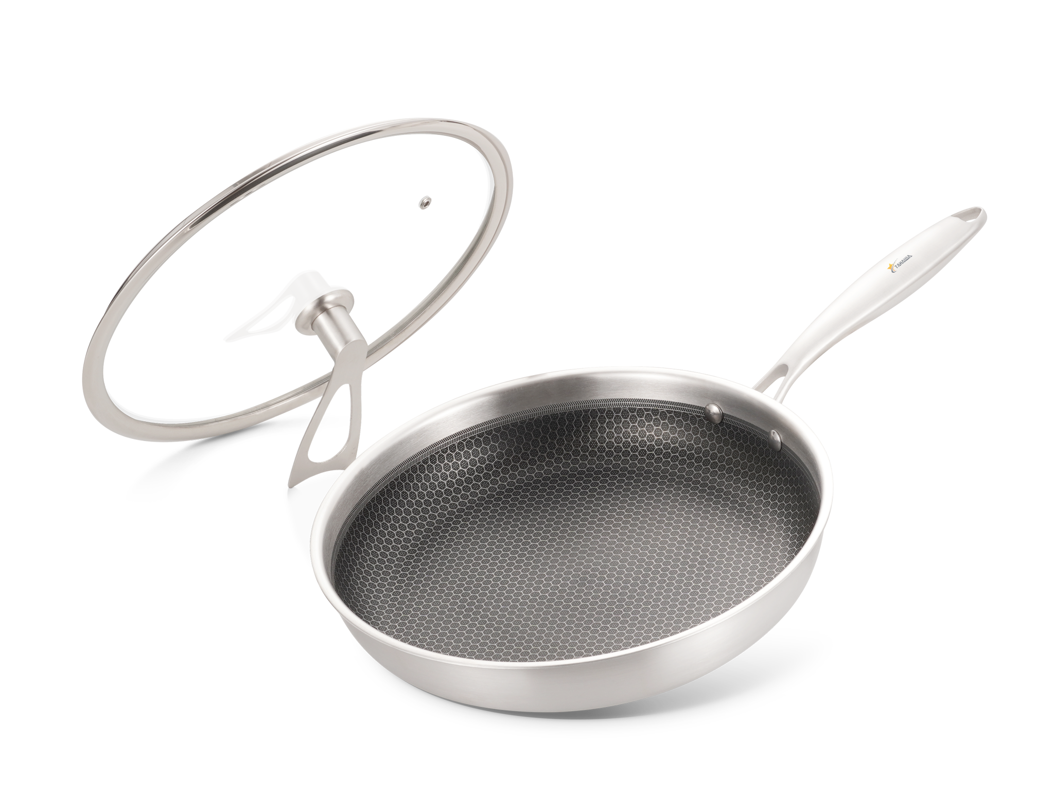 CHẢO CHỐNG DÍNH TAHAWA TH-252 • Sử dụng công nghệ khoan khắc bề mặt inox để làm trồi lên những trụ nhỏ xếp hình tổ ong, trụ inox trồi cao che chắn và bảo vệ những tác động từ các dụng cụ nấu ăn lên lớp không dính.