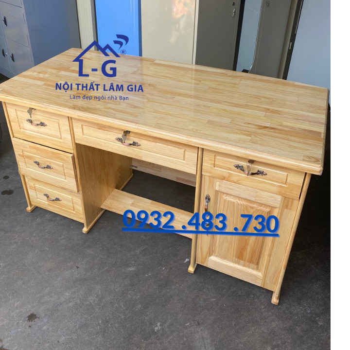 Bàn làm việc gỗ thông tự nhiên giám đốc văn phòng rộng 1m4x75x70