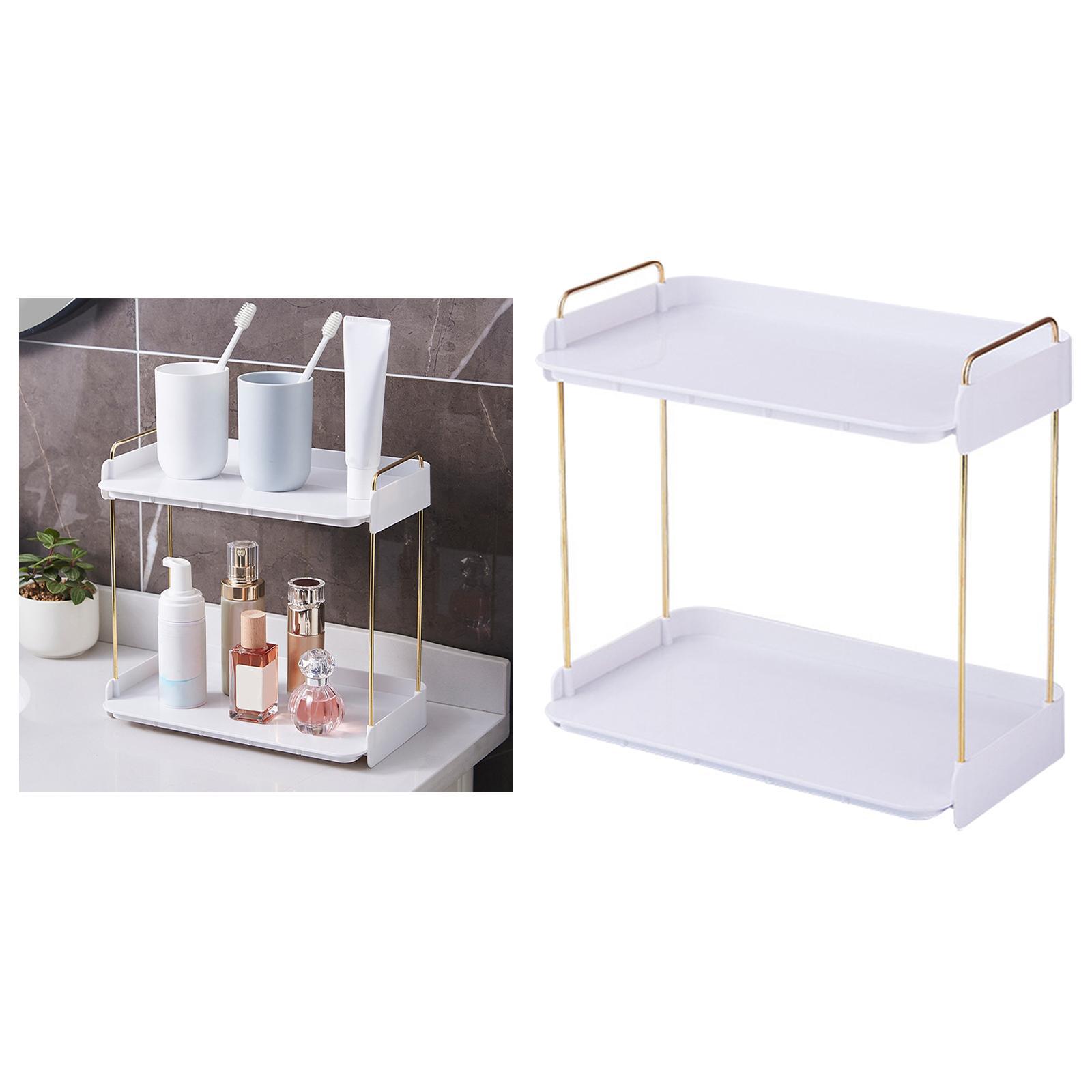 Cosmetic stand makeup shelves shower kitchen 2 Layers white
