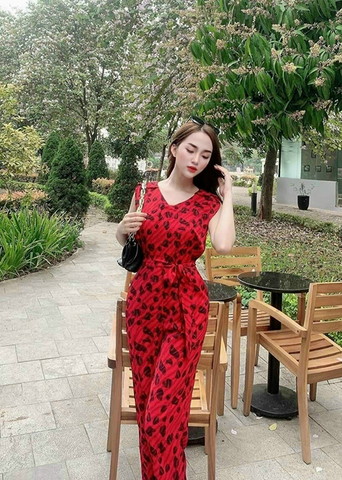 Jumpsuits Lụa Ống Rộng Họa Tiết 3D