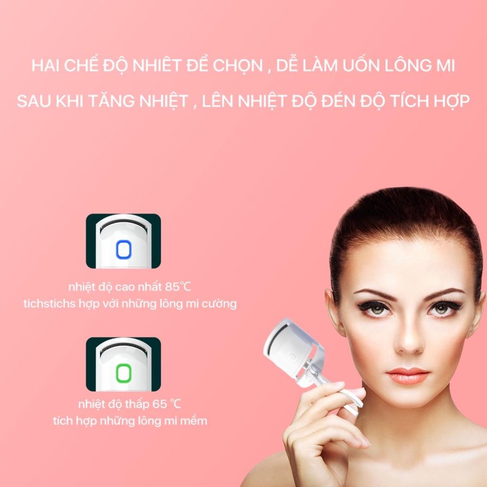 Máy uốn mi Hàn Quốc thông minh sạc pin, kẹp bấm mi nhiệt mini cầm tay đa năng làm cong giữ nếp lâu, bảo hành 12 tháng