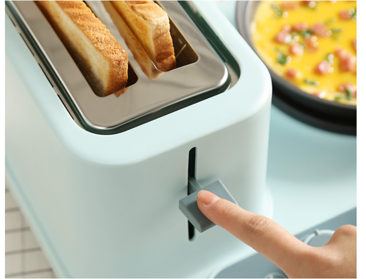 Máy nướng bánh mì kèm bếp mini, máy làm đồ ăn sáng đa năng 3 trong 1