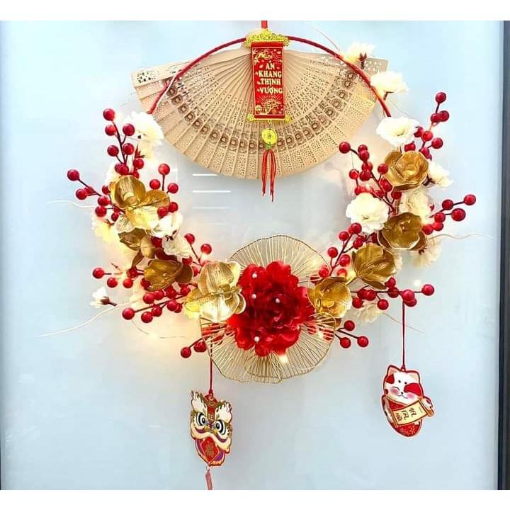 Nhánh đào đông 12 quả cao 20cm- phụ kiện trang trí- Làm oản, vòng nguyệt quế, chậu đào đông