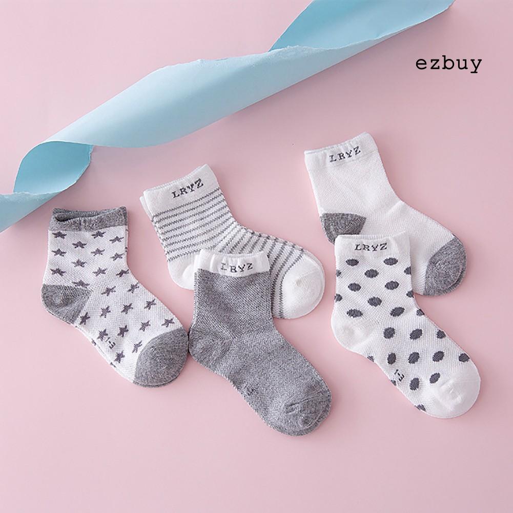 Set 5 Đôi Vớ Cotton Thoáng Khí Dễ Thương Cho Bé