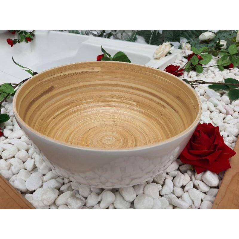 chậu ngâm chân bằng tre dùng cho Spa, tiệm nail.Kích thước rộng 30cm sâu 12cm