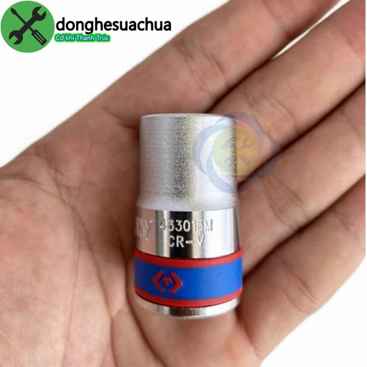 Tuýp 15mm 1/2 Kingtony 433015M 12 cạnh màu trắng dài 38mm