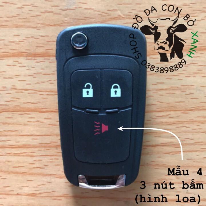 Bao da dành cho chìa khóa Chevrolet Cruze,  Aveo, Trailblazer, Colorado, Spark, Orlando handmade da thật (chìa gập) 001