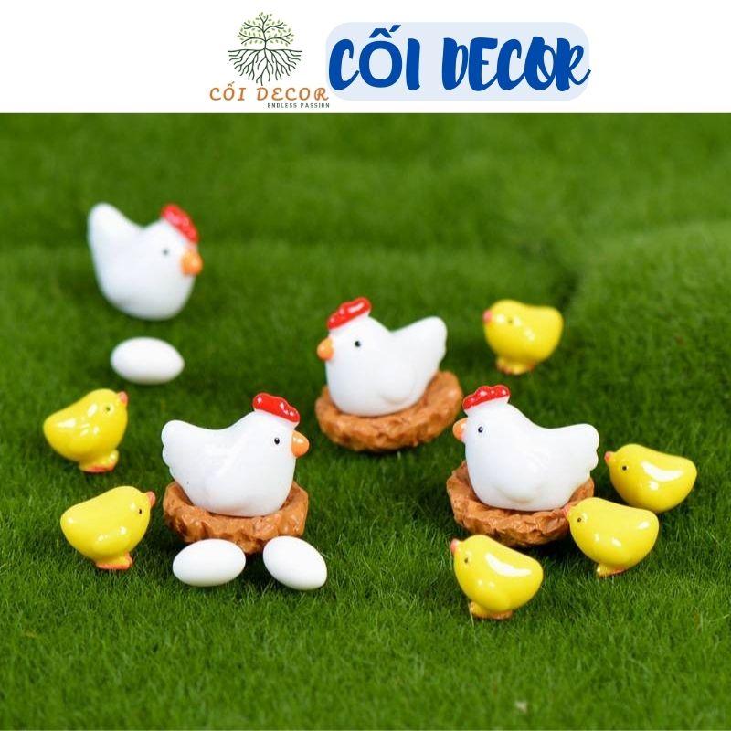 Tiểu cảnh mini ️ Gia đình gà con tiểu cảnh trang trí sen đá, sân vườn, bể cá, bể terrarium