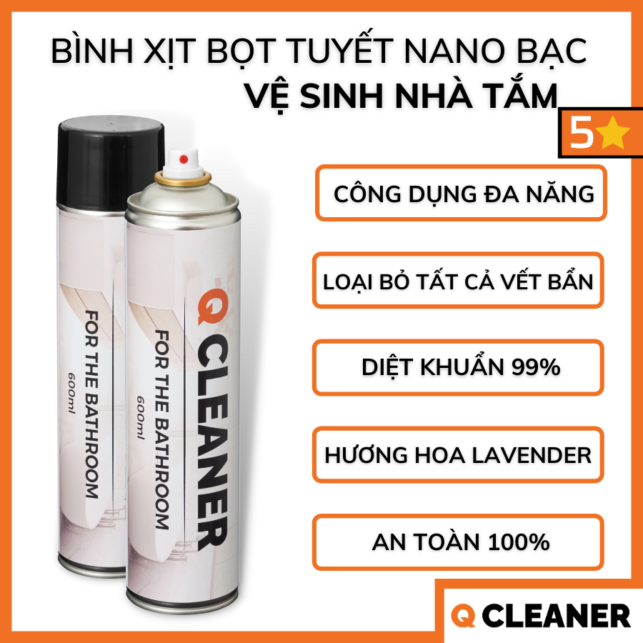 Bình xịt bọt tuyết vệ sinh nhà tắm 600ML Q Cleaner