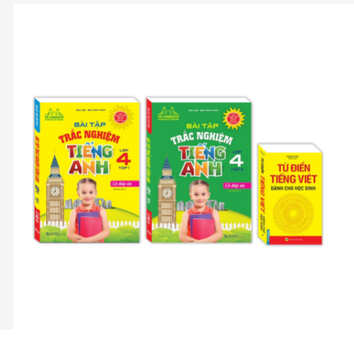 Combo 3c Bài tập trắc nghiệm tiếng Anh lớp 4 ;Từ điển tiếng việt dành cho học sinh