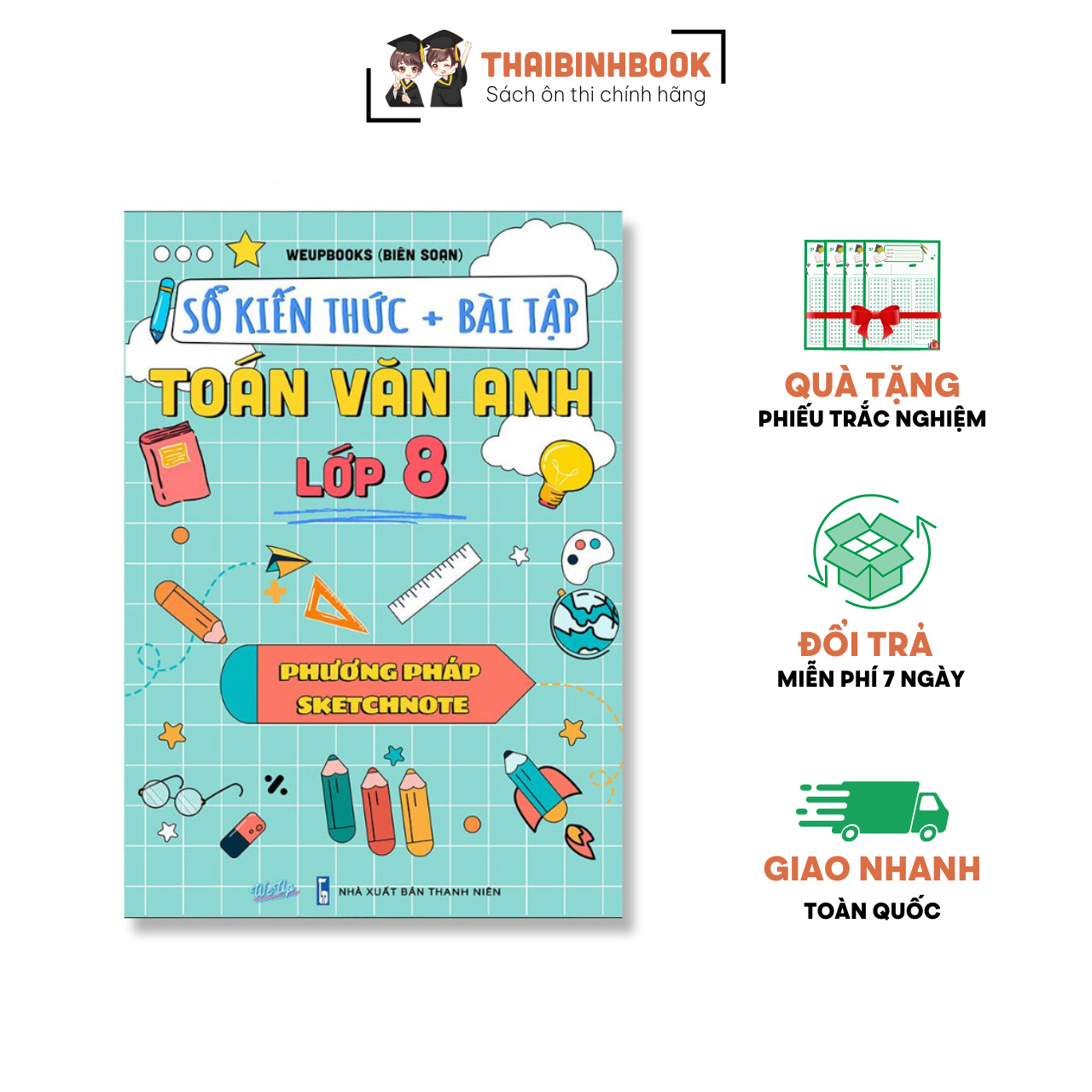 Sách Sổ Tay SKETCHNOTE Toán Văn Anh Lớp 8, Kiến Thức Và Bài Tập Lớp 8