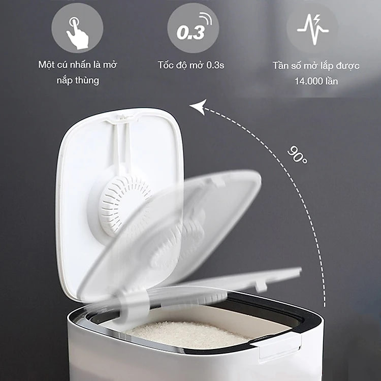 Thùng Đựng Gạo Cao Cấp MINI RICE BIN 5kg &amp; 10kg - Thùng Đựng Gạo Nắp Đậy Thông Minh, Thiết Kế Hiện Đại &amp; Đẹp Mắt, Chất Liệu ABS &amp;PP An Toàn Chống Nước, Chống Ẩm Mốc, Mối Mọt - Hàng Nhập Khẩu