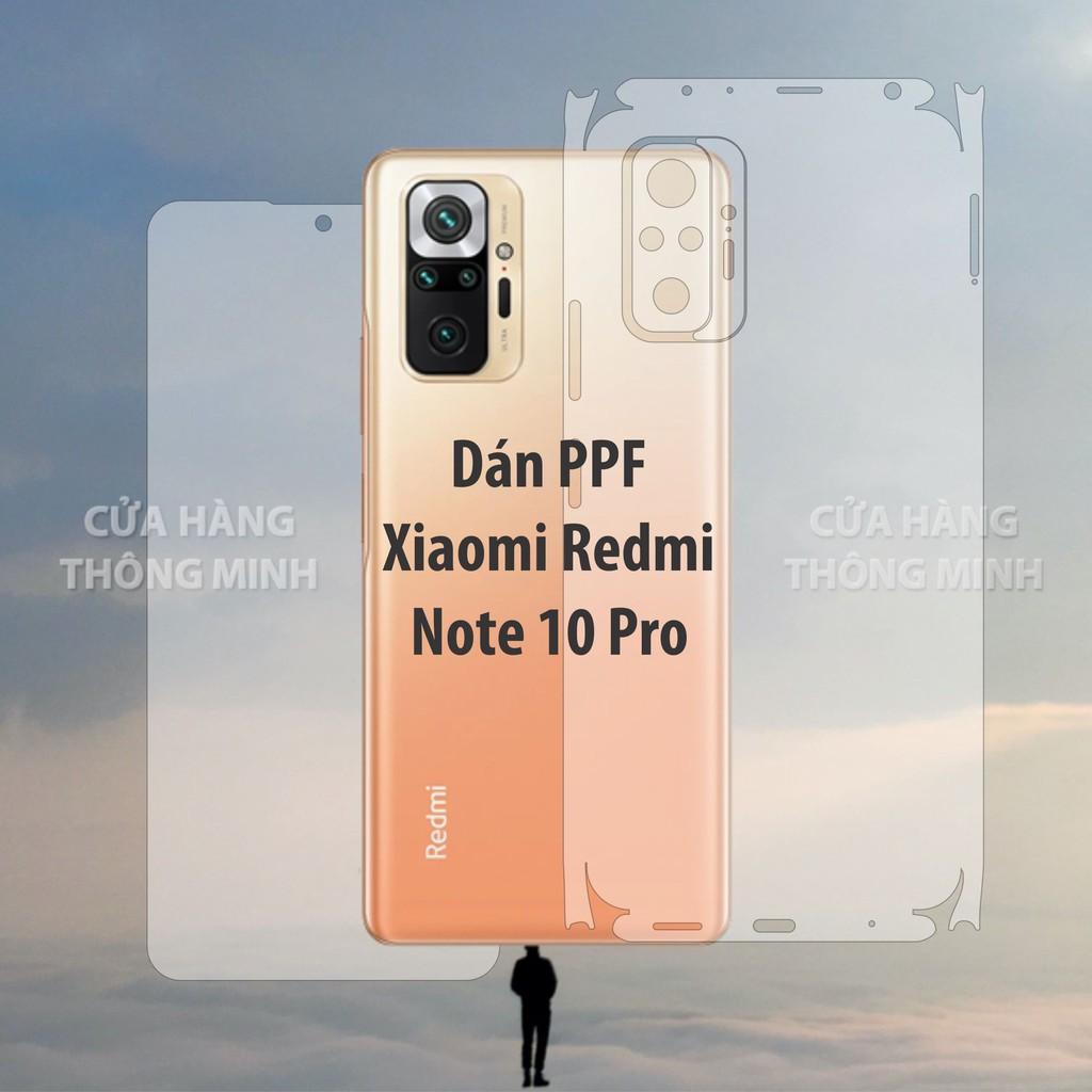 Tấm dán dành cho Xiaomi Redmi Note 10 Pro dán PPF mặt trước, dán mặt sau, dán màn hình, dán mặt lưng Full viền chuẩn