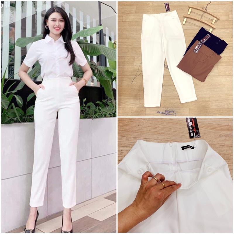 Quần baggy cạp cao 4 khuy công sở cho nữ