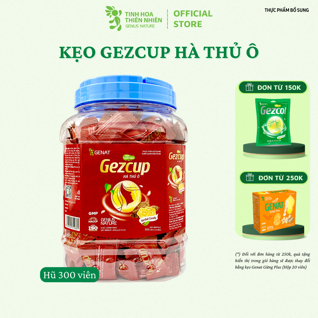 Kẹo thảo mộc Gezcup Hà thủ ô (Hủ 300 viên) - Genat