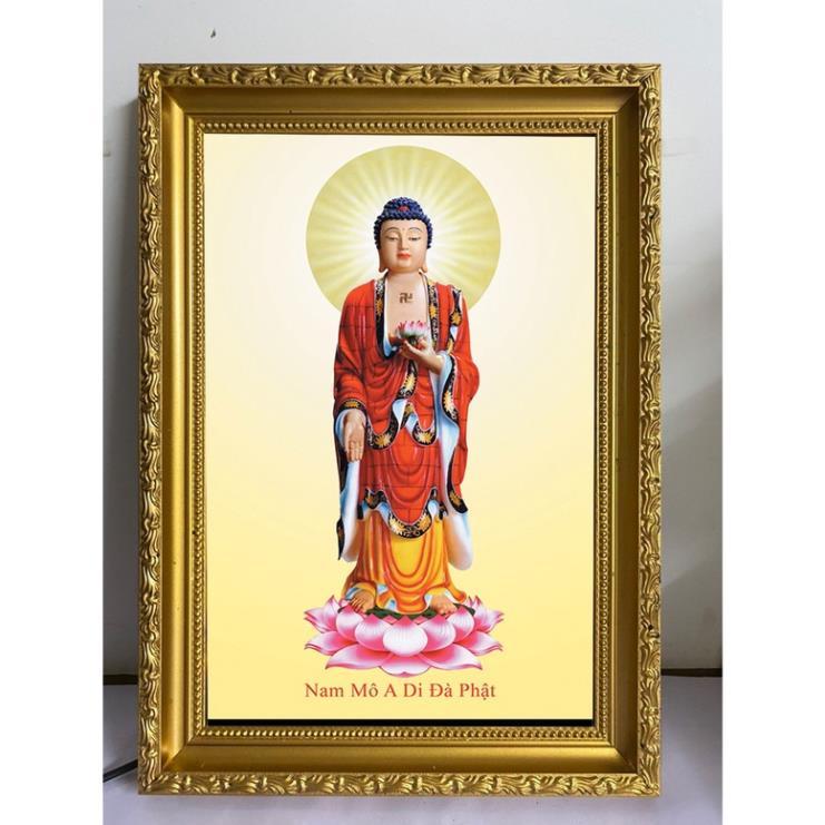 Tranh đèn led siêu mỏng, tranh led 3D quan thế âm, phật adida, hình thờ phật giáo