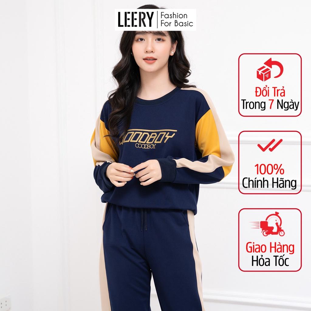 Bộ thu đông nữ LEERY Set thể thao nữ mặc nhà đi chơi sang chảnh chất umi Hàn cao cấp BTT-01