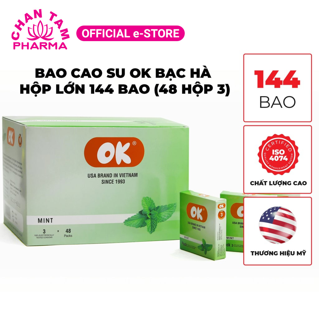 Bao cao su OK bạc hà – hộp 144 cái