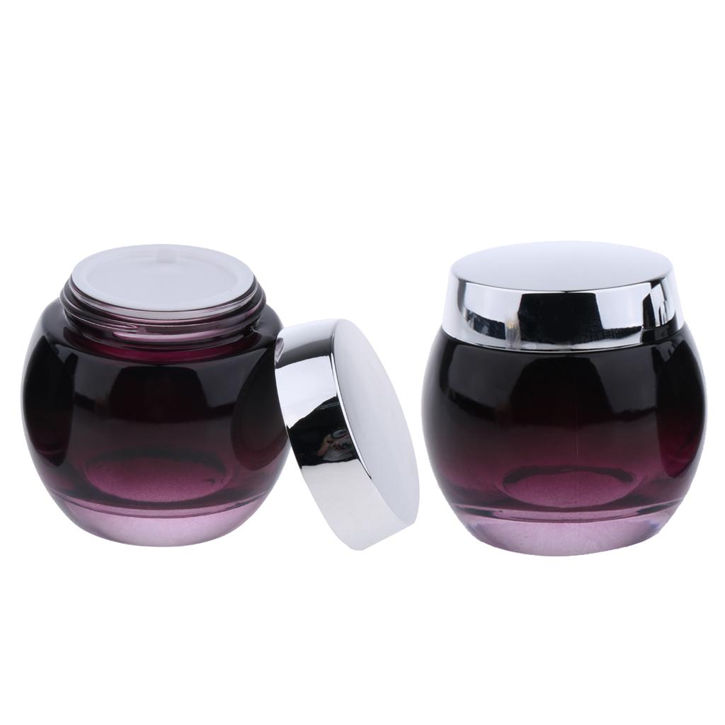 2Pcs 120g Glass Mask Jar Cream Containers Cosmetic Empty Can Sample Bottle - Purple Gradient Bottle Body - Refillable/Reusable