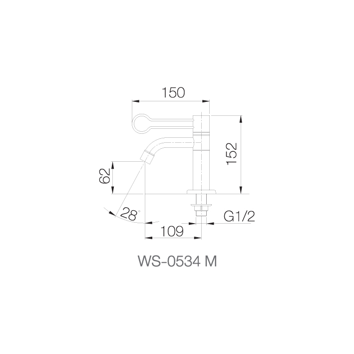 Vòi chậu lạnh dạng thấp - WS-0534M -  INOX SUS 304