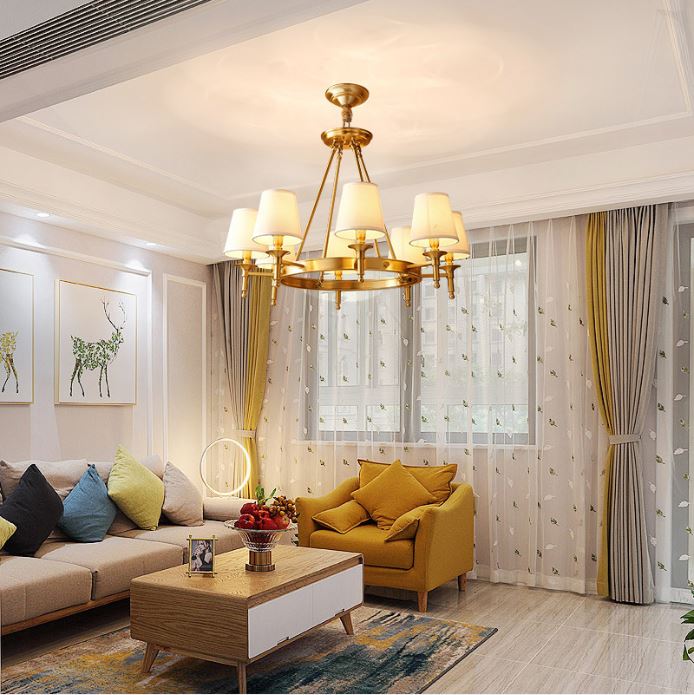 Đèn chùm LEMANO sang trọng khung đồng cao cấp trang trí nhà cửa hiện đại loại 8 tay - kèm bóng LED chuyên dụng.