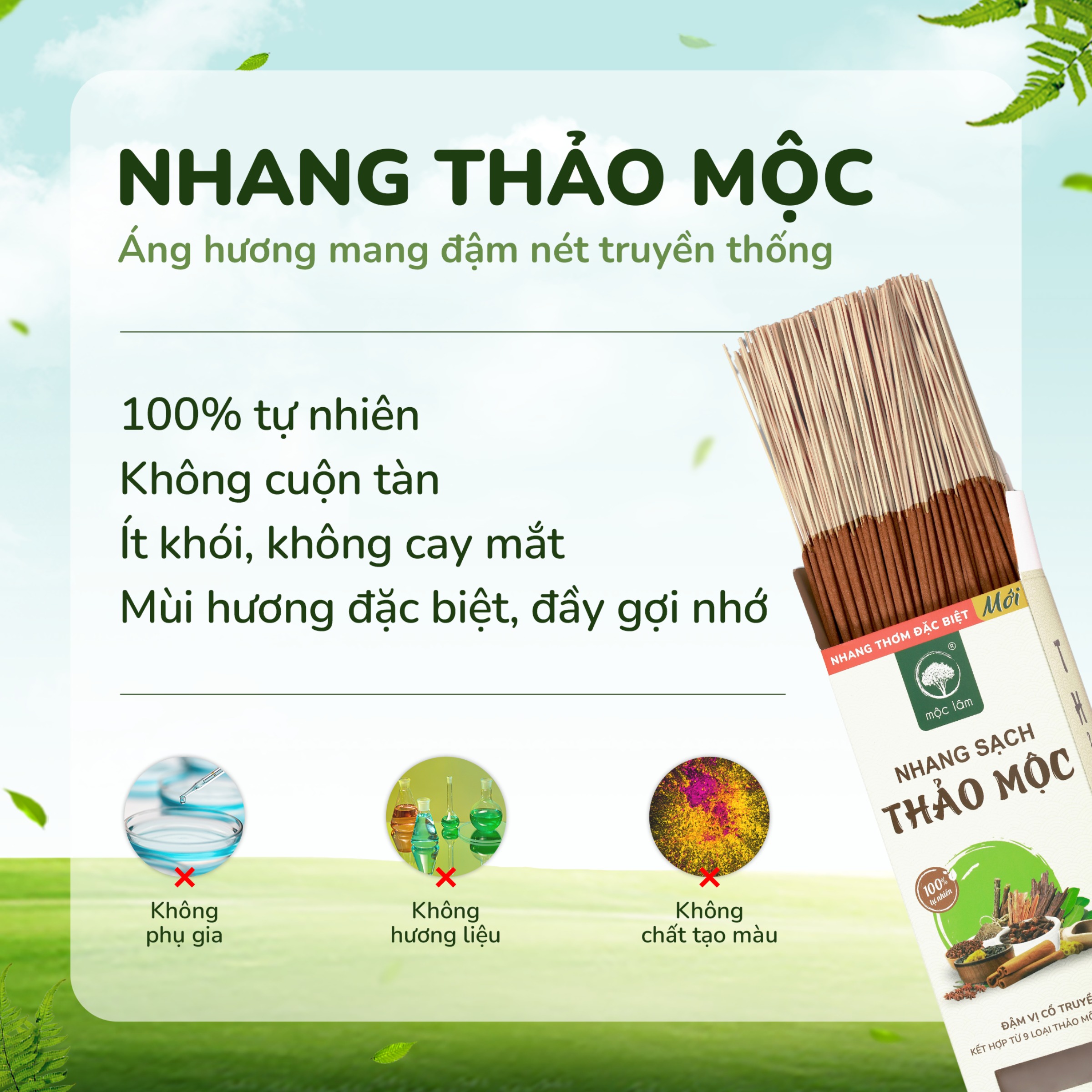 Nhang Thảo Mộc Cao Cấp 20cm 300 cây Mộc Lâm , Nhang Sạch Ít Khói, Hương Dịu Nhẹ Nhang Phòng Máy Lạnh