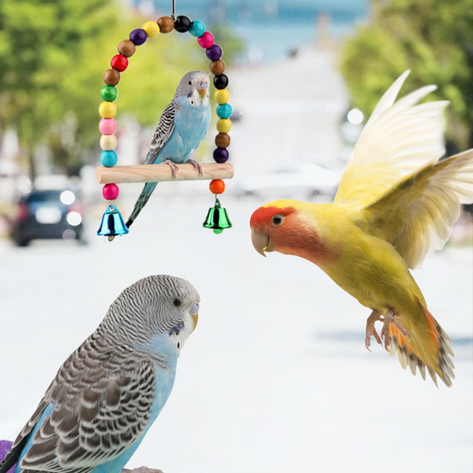 6 Pcs Bird Parrot Toys, Bird Swing Toy Colorful Chewing Hanging Hammock Swing Simple Bell Small String Bird Toys