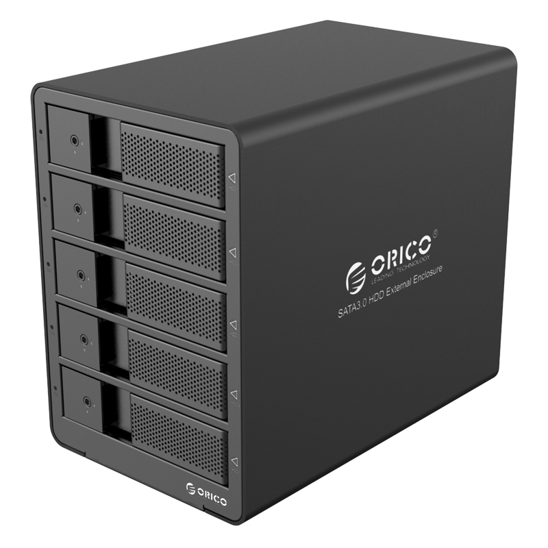 Hộp ổ cứng Orico 9558U3-BK 3.5" 5 khe cắm SATA 3 USB 3.0 Type B - Hàng Chính Hãng