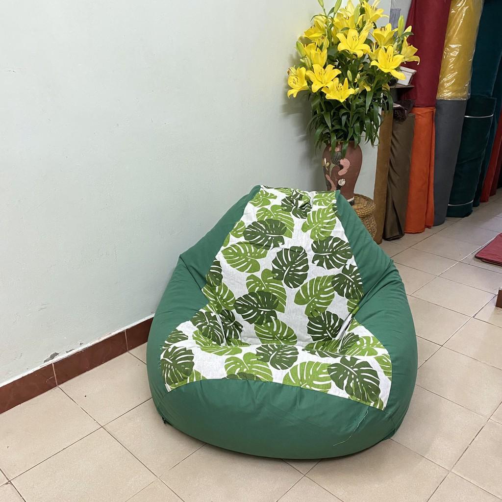 Ghế xốp dáng lê họa tiết , cỡ M, thô canvas mix tone Xanh