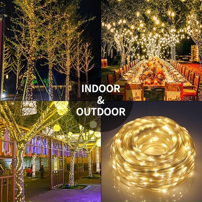 Dây đèn trang trí led đom đóm cắm điện chống nước nhiều màu 10 mét