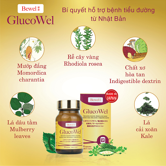 Thực phẩm chức năng hỗ trợ điều trị tiểu đường từ Nhật Bản Bewel Glucowel 