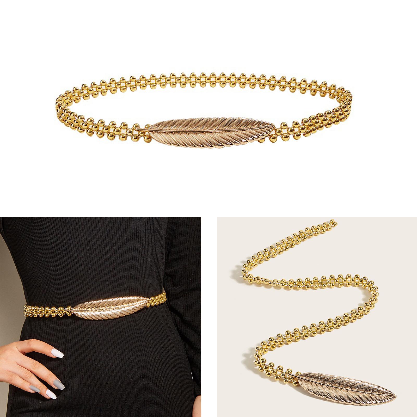Women's Skinny Belt Metal Chain Waist Belt Elastic Wedding Bridal Belt Waist Band