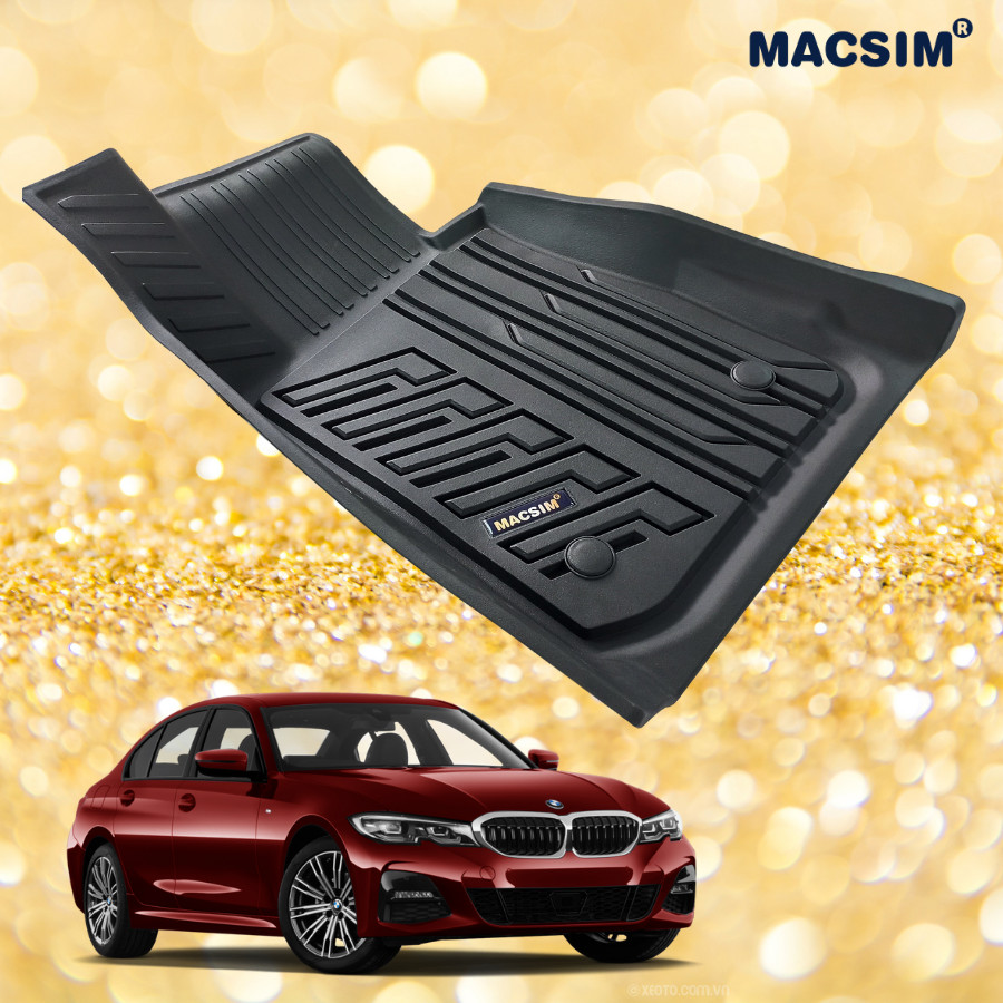 Thảm lót sàn xe ô tô BMW 3 series 2019- nay nhãn hiệu Macsim - chất liệu nhựa TPE đúc khuôn cao cấp - màu đen