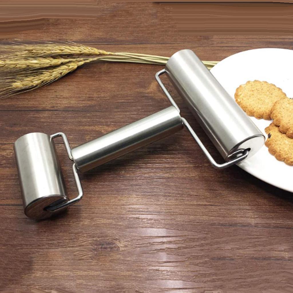 Pizza Pastry Baking Roller Rolling Pin Stainless Steel Dual Roller
