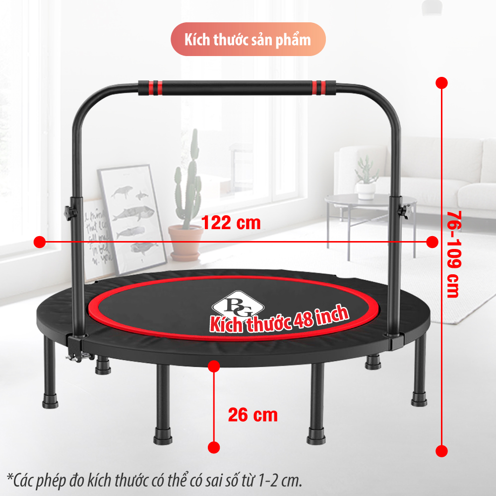 Bg Sàn Nhún Lò Xo Cao Cấp Trampoline Bật Nhảy Lò Xo Cho Trẻ Vui Chơi Phát Triển Vận Động An Toàn Cho Bé Và Người Lớn - Hàng Nhập Khẩu - 48Inch - 120X120Cm