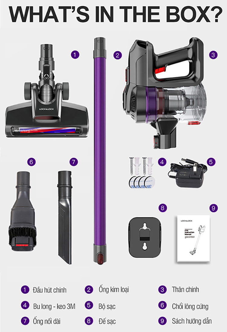 Máy Hút Bụi Không Dây Dùng Pin Sạc Lock&Lock ENV151  - Hàng Chính Hãng