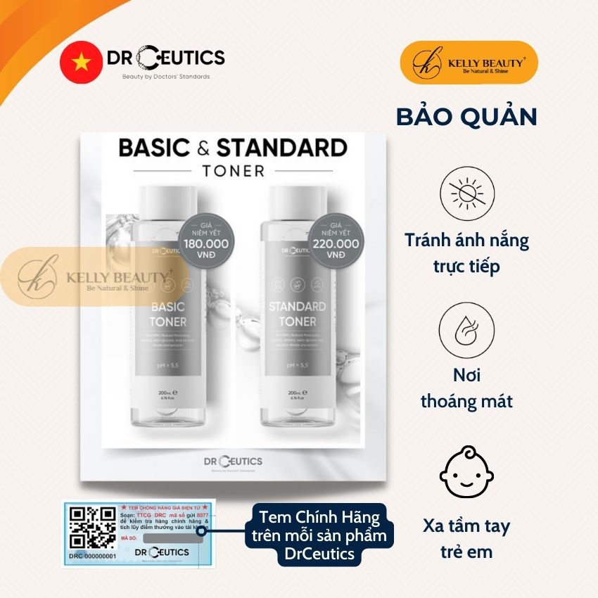 Basic Toner DrCeutics - Dung Dịch Cân Bằng Da, Cấp Ẩm Làm Dịu Làn Da | Kelly Beauty