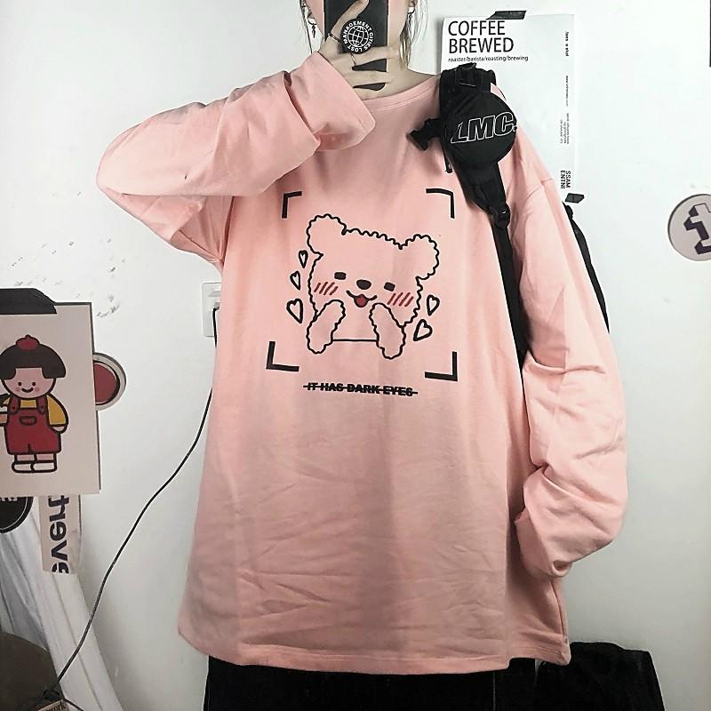 Áo Thun Tay Dài Unisex GẤU IT HAS DARK EYES Thu Đông Ulzzang