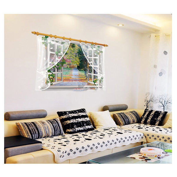 Decal Dán Tường Cửa Sổ Con Đường Mùa Thu PK258