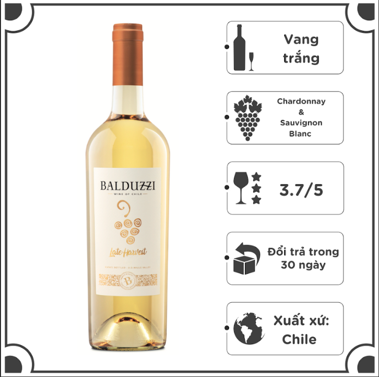 Rượu Vang Trắng Chile Balduzzi Late Harvest 2019