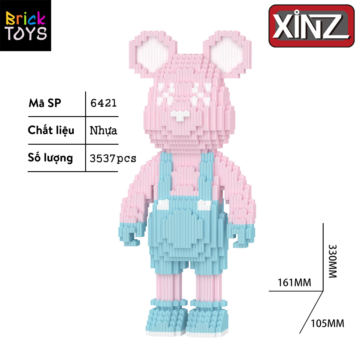 Đồ chơi lắp ráp, mô hình lắp ráp gấu Bearbrick size 33-35cm nhiều màu (tặng kèm búa)  *** Nhận lắp sẵn