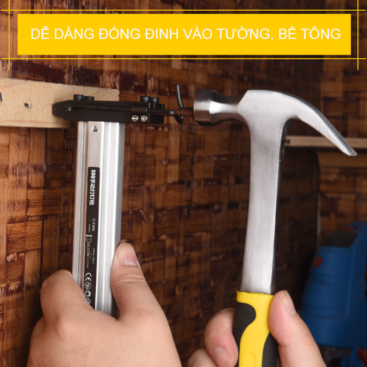 Dụng cụ hỗ trợ đóng đinh bê tông liên hoàn kèm hộp 400 đinh ST18P (có đầu hãm chống rơi búa-Loại tốt)